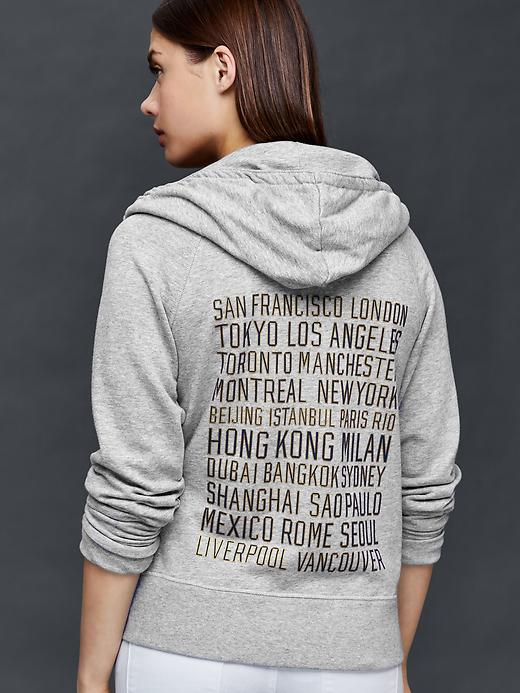 1 of 8 showing, with the color heather grey of product City logo zip hoodie