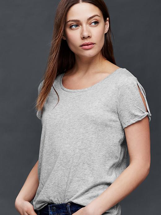 1 of 8 showing, with the color heather grey of product Twist short sleeve top