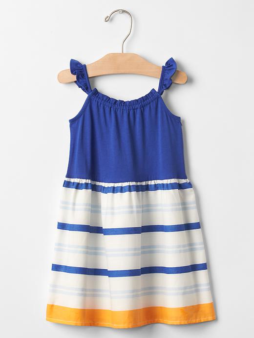 2 of 8 showing, with the color blue stripe of product Stripe flutter dress