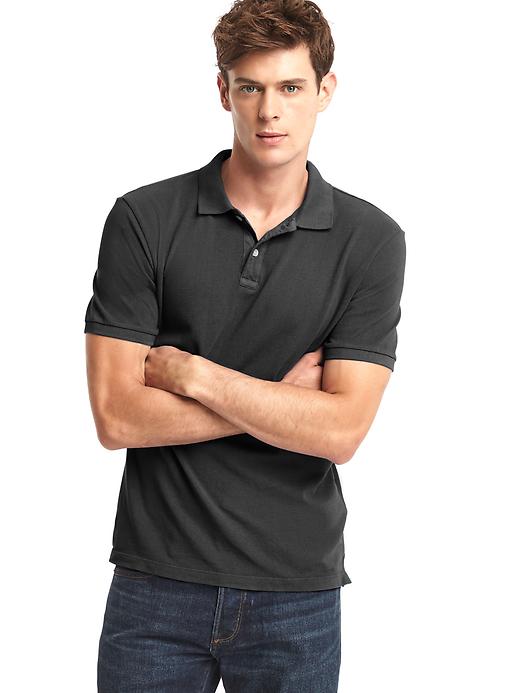 1 of 8 showing, with the color true black of product Solid piqué polo