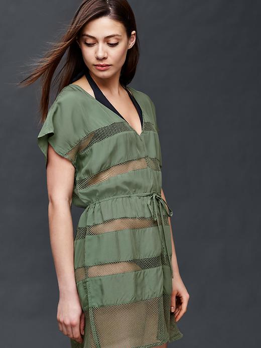 1 of 8 showing, with the color cool olive of product Mix-mesh cover up