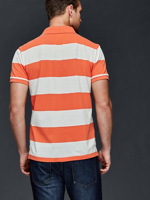 2 of 8 showing, with the color orange stripe of product Rugby stripe piqué polo