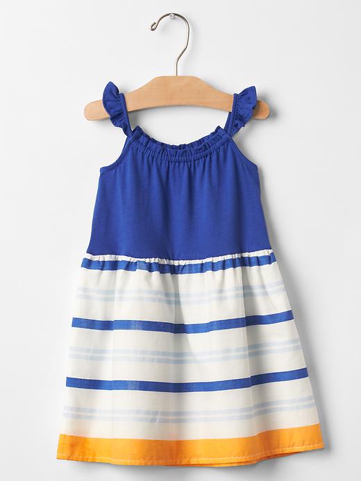 1 of 8 showing, with the color blue stripe of product Stripe flutter dress
