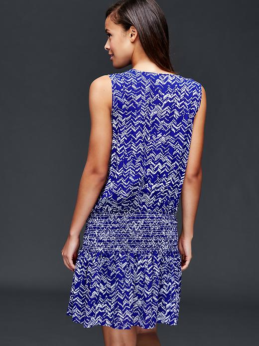 2 of 8 showing, with the color blue of product Sleeveless print smock dress