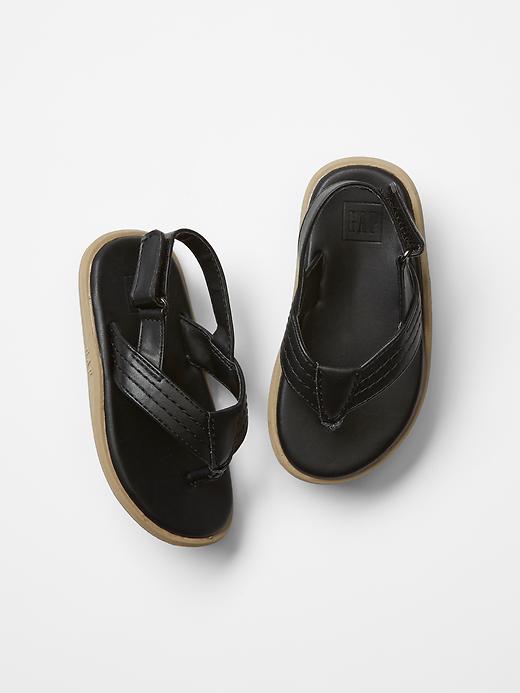 1 of 8 showing, with the color true black of product Ankle-strap flip flops