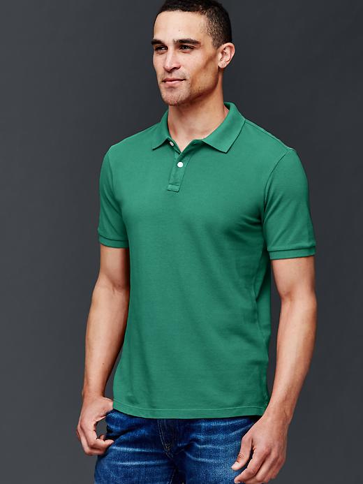 1 of 8 showing, with the color green shade of product Solid piqué polo