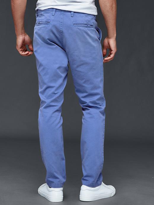 2 of 8 showing, with the color DOCKSIDER BLUE of product Vintage washed slim fit khakis