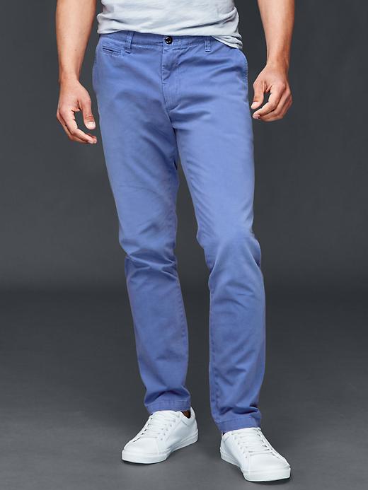 1 of 8 showing, with the color DOCKSIDER BLUE of product Vintage washed slim fit khakis