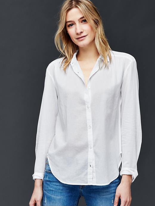 1 of 8 showing, with the color white of product Shirred shirt