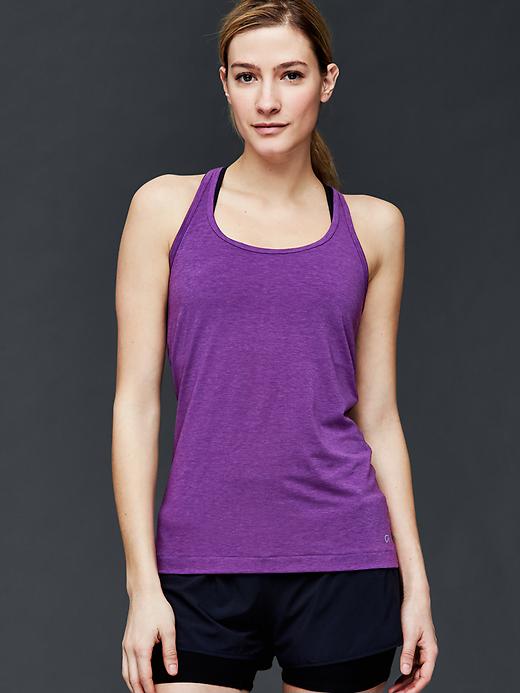1 of 8 showing, with the color royal purple of product GapFit Breathe Racerback Tank