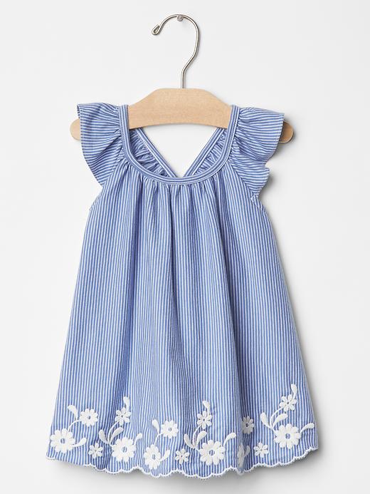 1 of 8 showing, with the color optic white of product Embroidered flutter dress