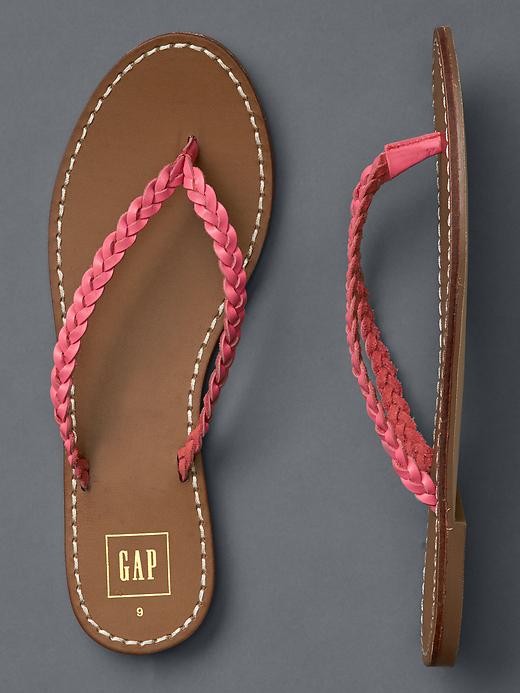 2 of 8 showing, with the color neon coral of product Braid leather flip flops