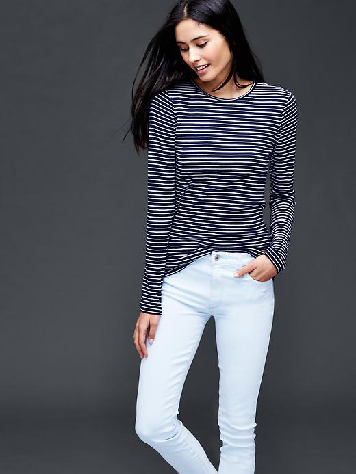 1 of 8 showing, with the color optic white of product Modern fine stripe tee
