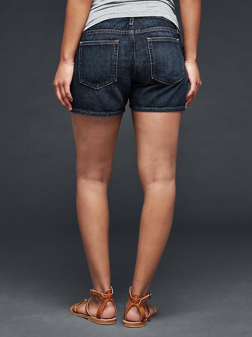 2 of 8 showing, with the color dark wash indigo of product AUTHENTIC 1969 inset panel denim summer shorts
