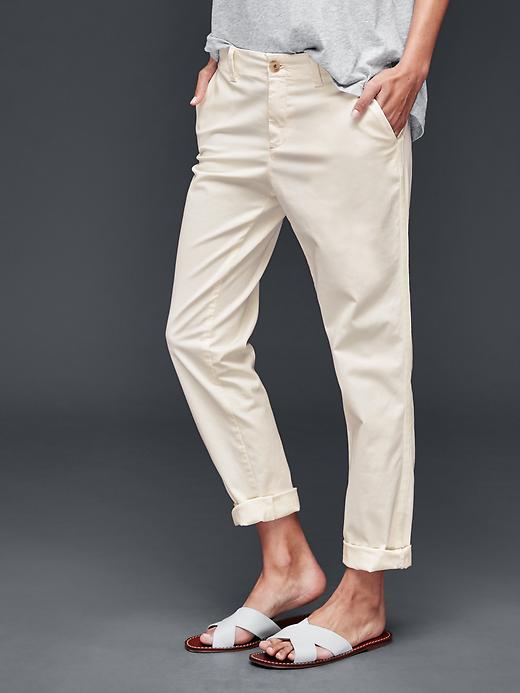 1 of 8 showing, with the color snow cap of product Twill stripe girlfriend chino