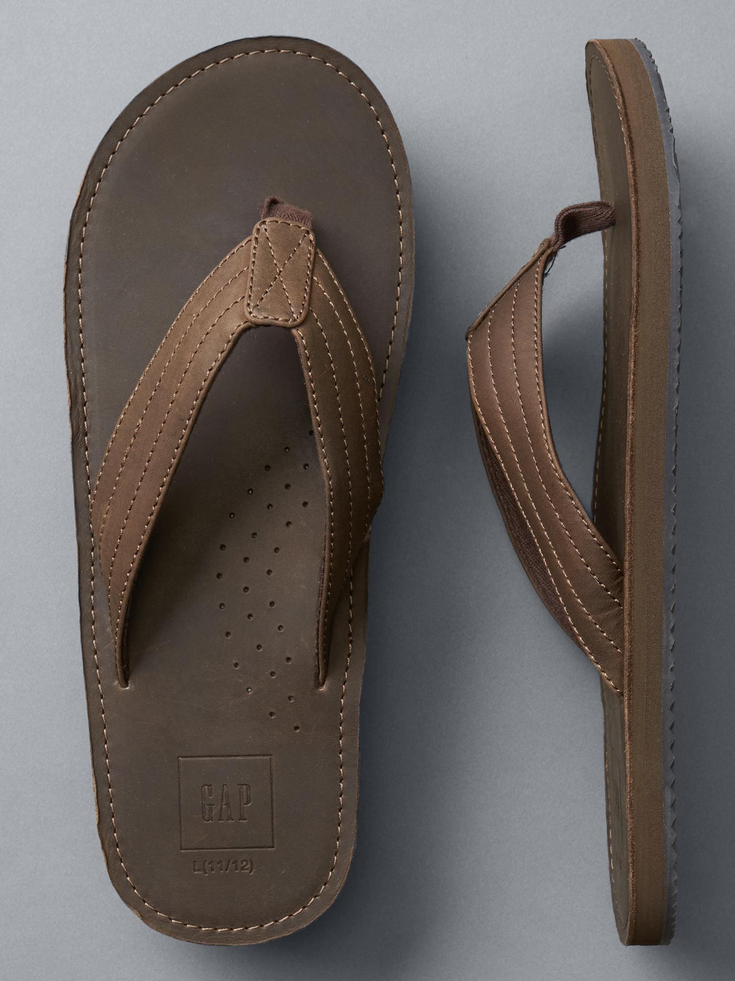 Simple leather flip flops on sale