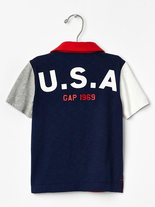 2 of 8 showing, with the color holly berry of product Americana logo graphic polo