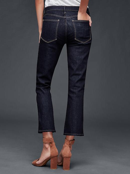 2 of 8 showing, with the color dark indigo of product AUTHENTIC 1969 crop kick jeans