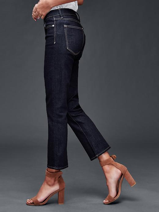 1 of 8 showing, with the color dark indigo of product AUTHENTIC 1969 crop kick jeans