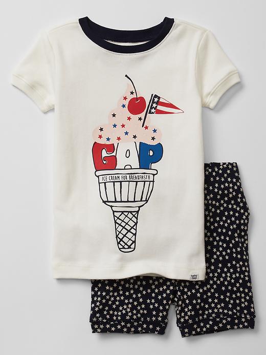 1 of 8 showing, with the color new off white of product Americana sundae short sleep set