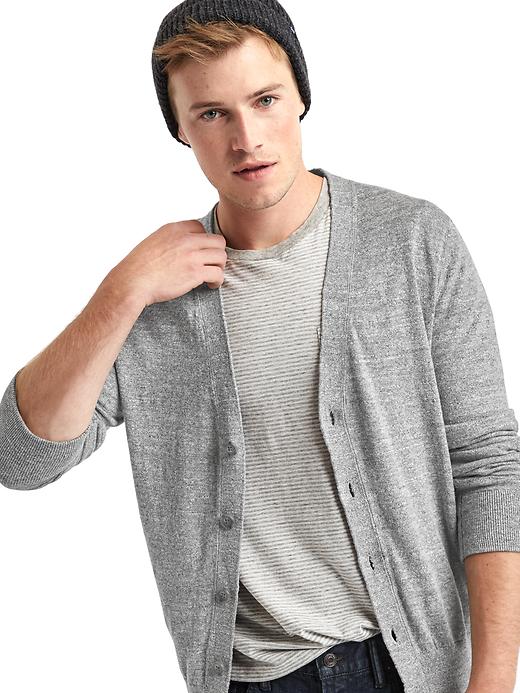 Linen-cotton cardigan sweater | Gap