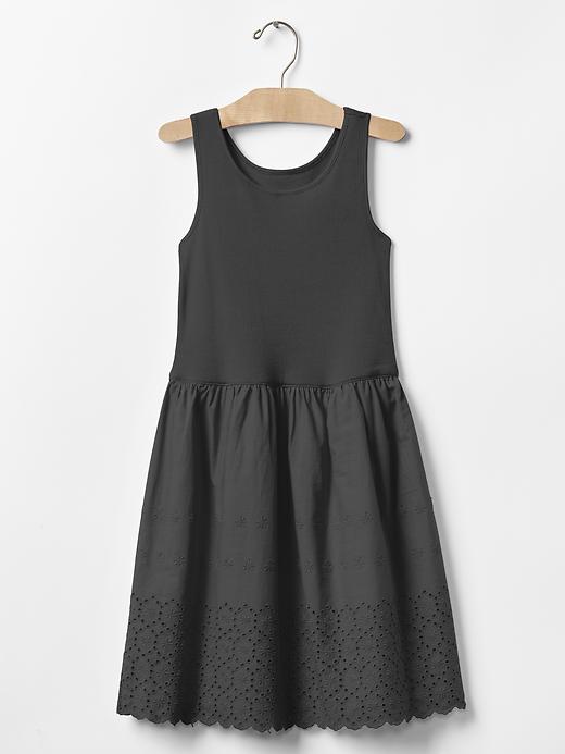 1 of 8 showing, with the color soft black of product Eyelet border tank dress