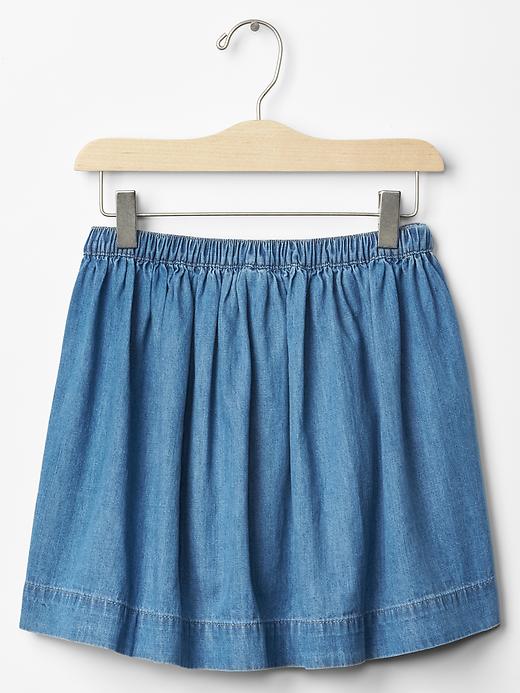 2 of 8 showing, with the color denim of product 1969 chambray flippy skirt