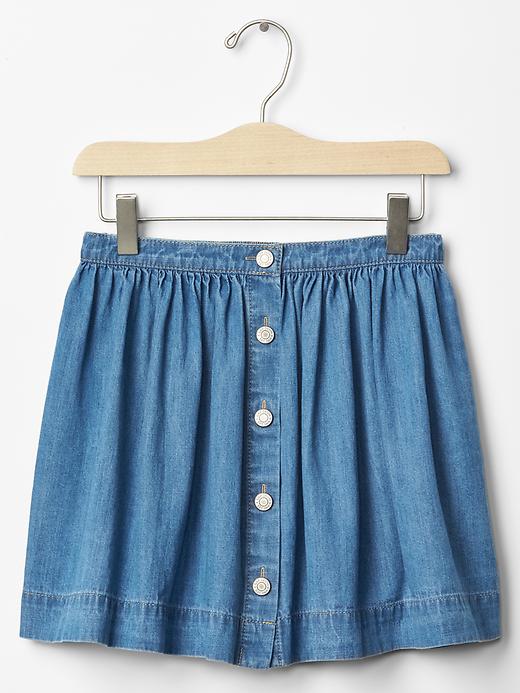 1 of 8 showing, with the color denim of product 1969 chambray flippy skirt