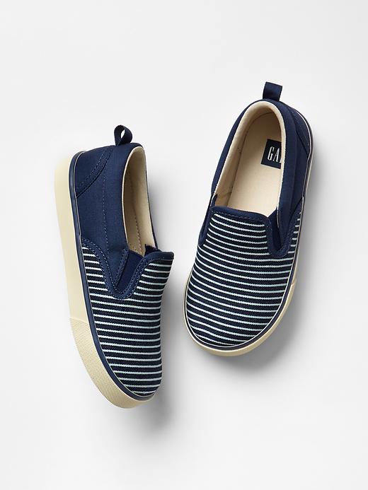 1 of 8 showing, with the color indigo stripe of product Railroad stripe slip-on sneakers