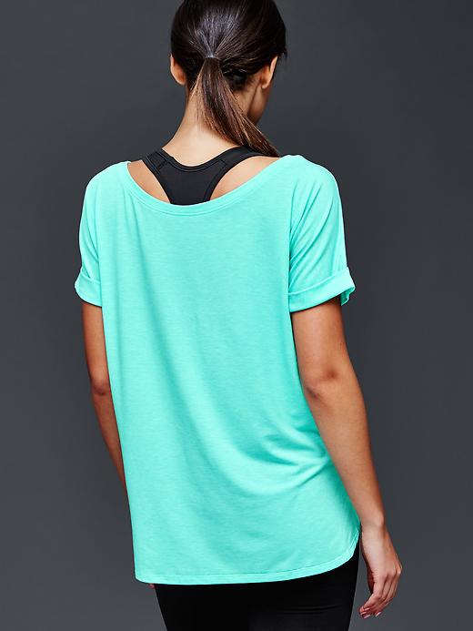 2 of 8 showing, with the color aqua tide of product GapFit Breathe roll sleeve tee