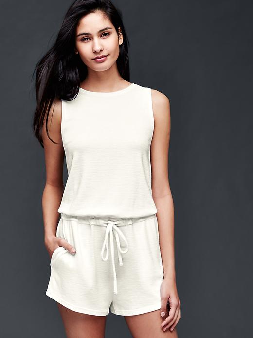 1 of 8 showing, with the color new off white of product Softspun knit scoop-back romper