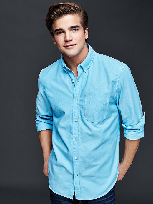 1 of 8 showing, with the color cyan blue of product Oxford standard fit shirt
