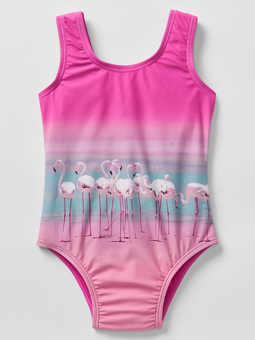 1 of 8 showing, with the color pink flamingo of product Knot tank swim one-piece
