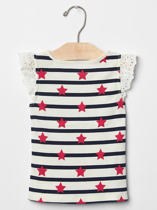2 of 8 showing, with the color red star of product Eyelet lace flutter tee