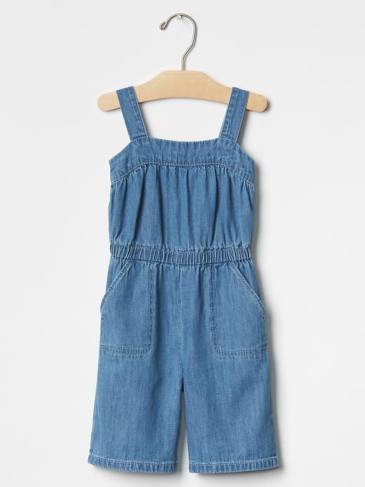 1 of 8 showing, with the color denim of product 1969 chambray tank romper