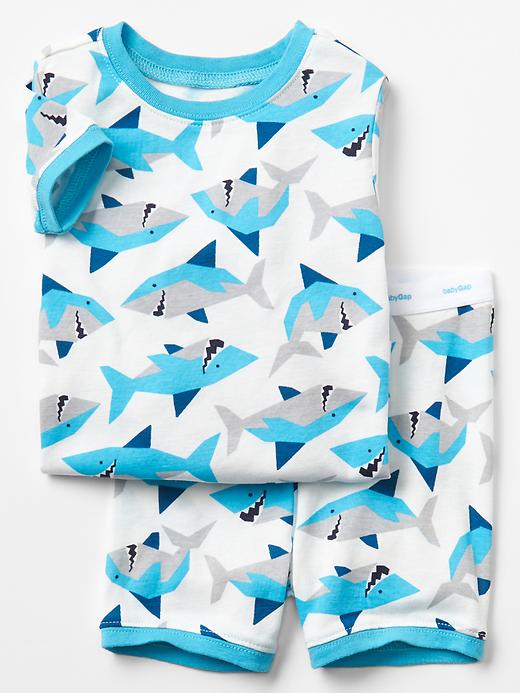 1 of 8 showing, with the color off white of product Shark short sleep set