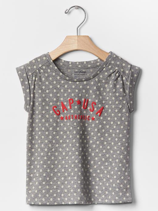 1 of 8 showing, with the color grey dot of product Embellished graphic shirred tee