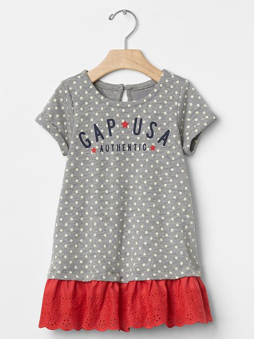 1 of 8 showing, with the color grey heather of product Mix-fabric shift dress