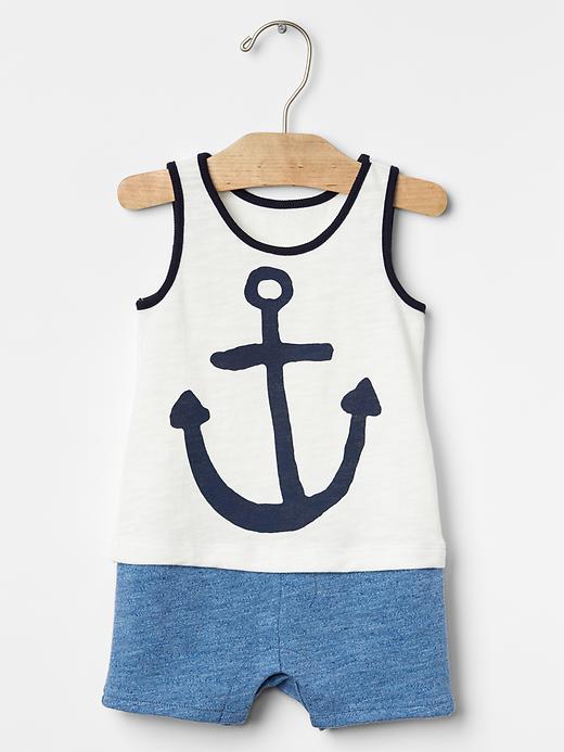1 of 8 showing, with the color white of product Anchor tank layer shortie one-piece