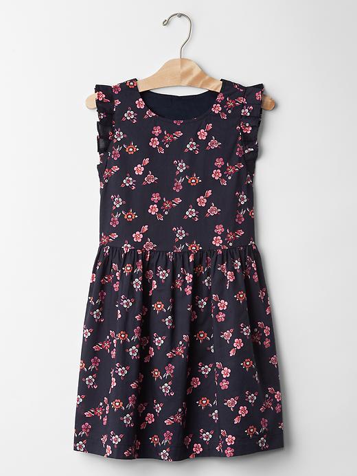 1 of 8 showing, with the color blue galaxy of product Floral print flutter dress