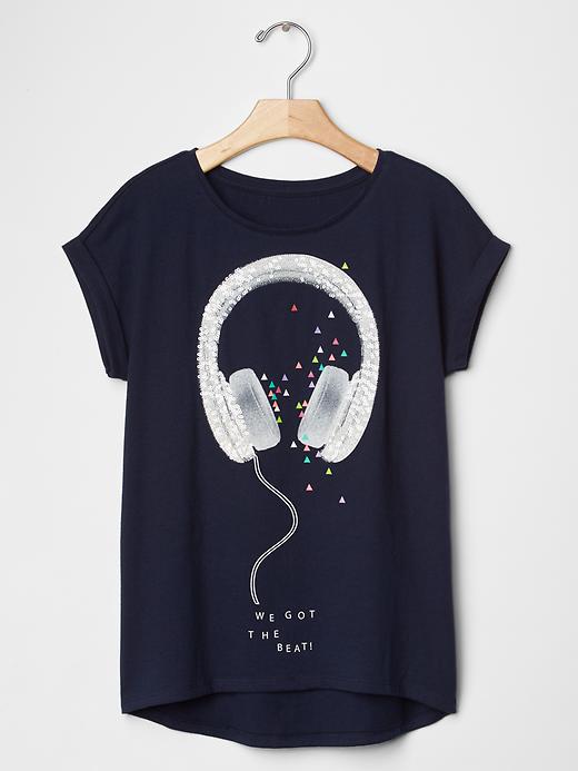 1 of 8 showing, with the color blue galaxy of product Graphic hi-lo tee