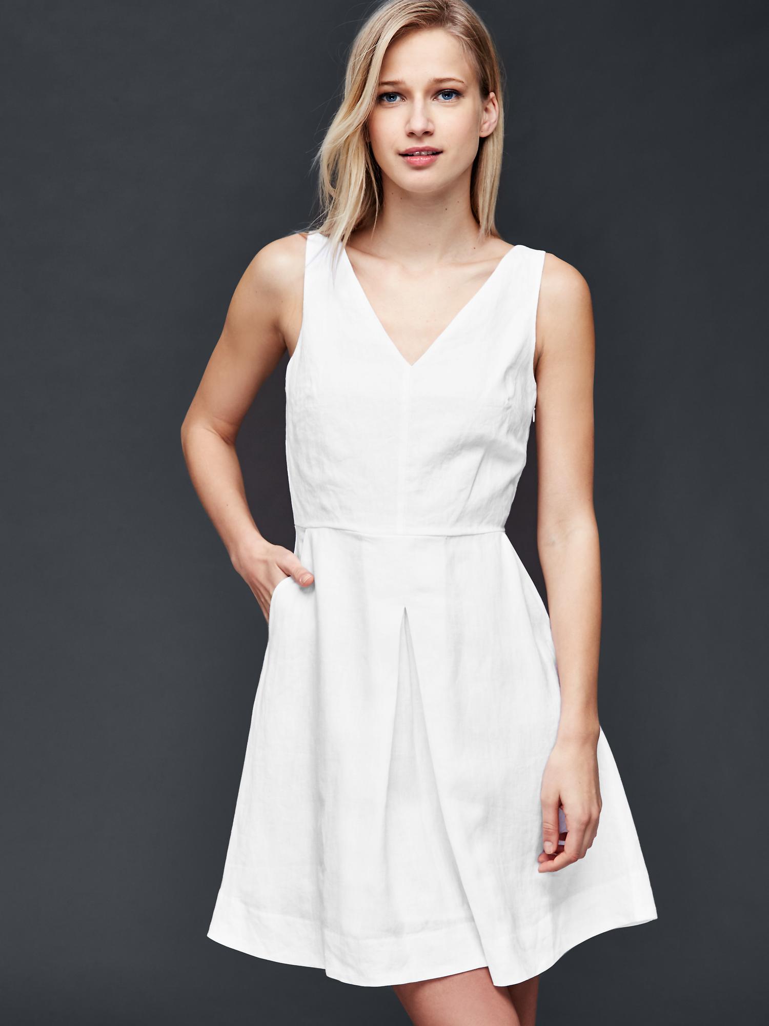 Linen fit flare dress Gap