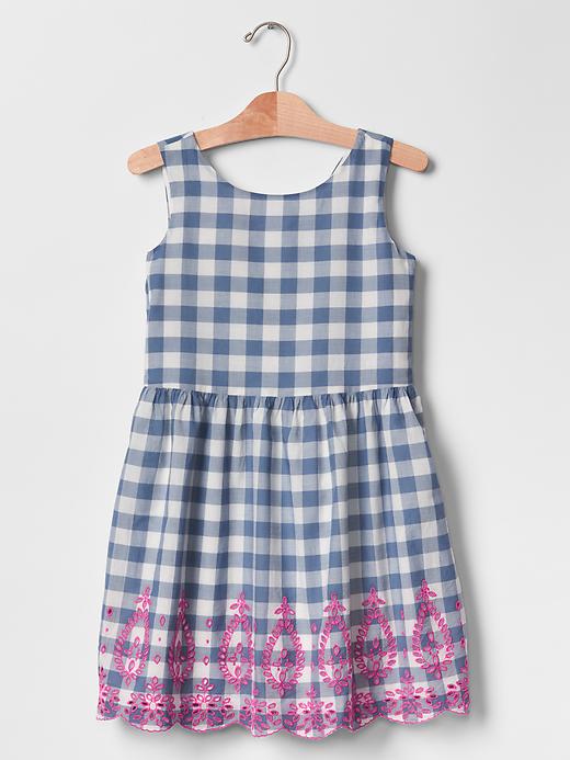 2 of 8 showing, with the color bainbridge blue of product Gingham eyelet tank dress