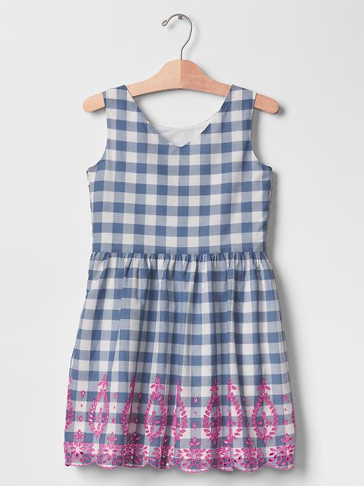 1 of 8 showing, with the color bainbridge blue of product Gingham eyelet tank dress