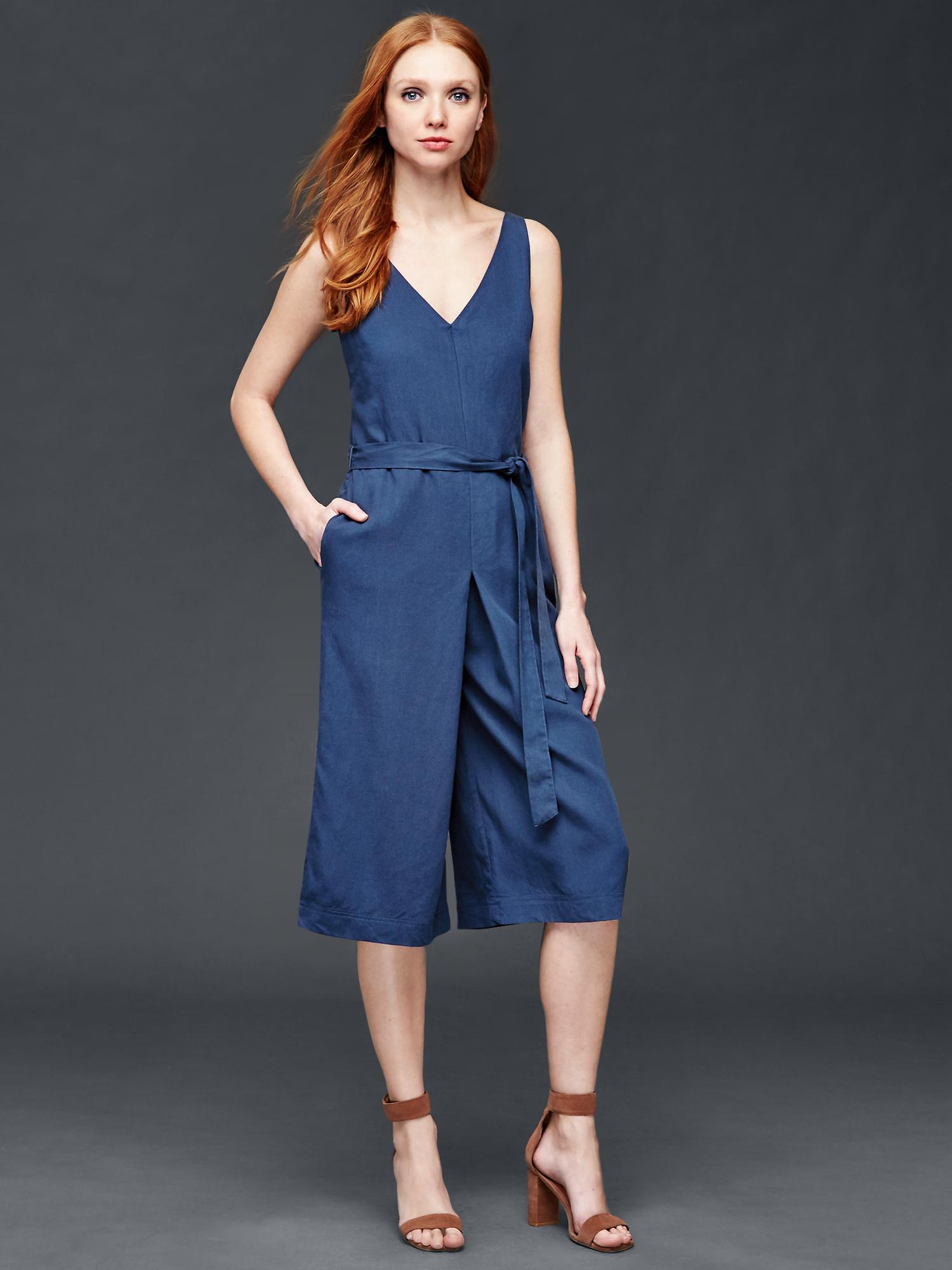 Gap TENCEL™ linen culotte jumpsuit — фото 3