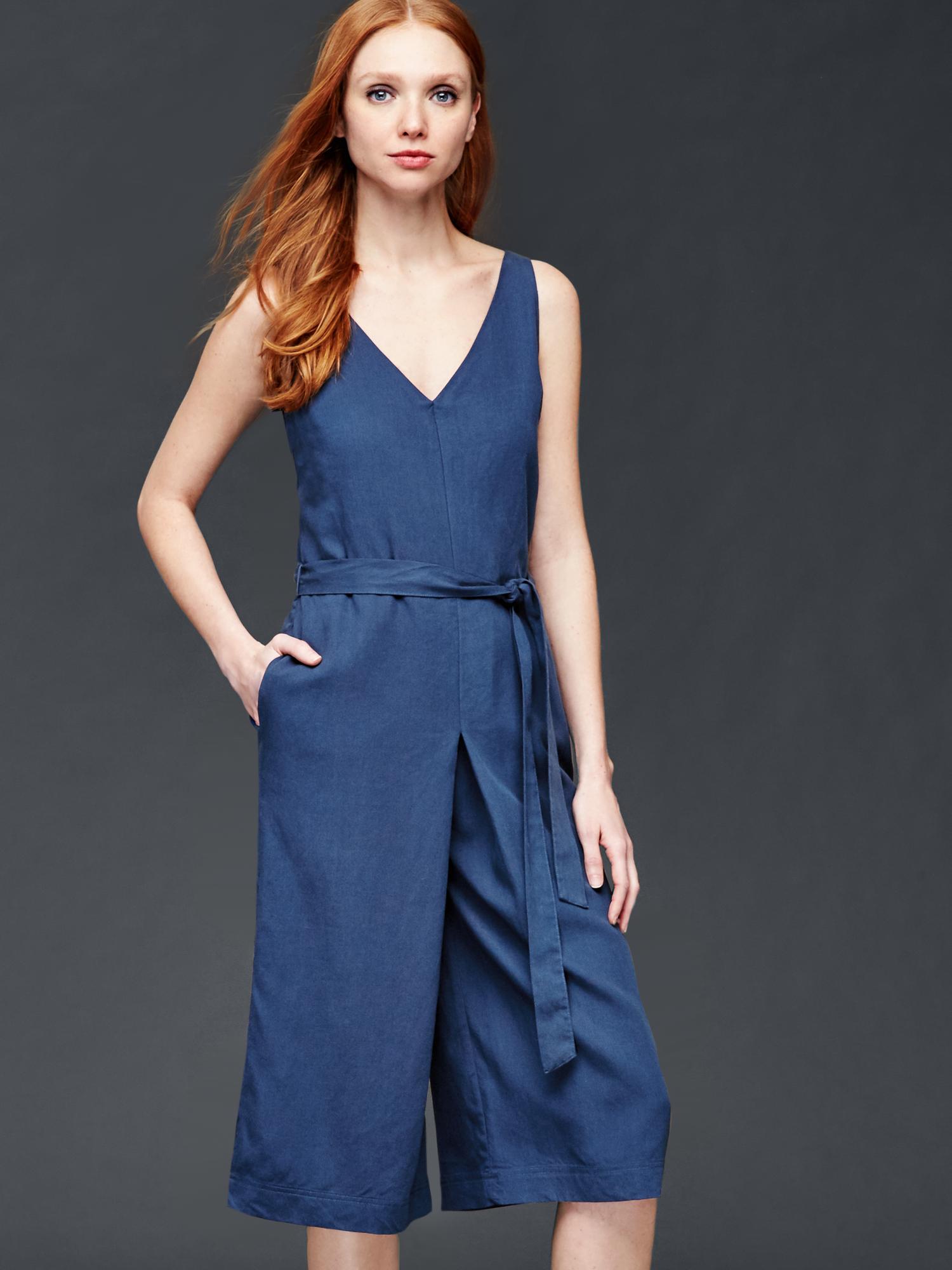 Gap TENCEL™ linen culotte jumpsuit — фото 4