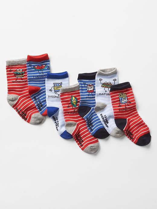 1 of 8 showing, with the color multi of product Fast food days-of-the-week socks (7-pack)