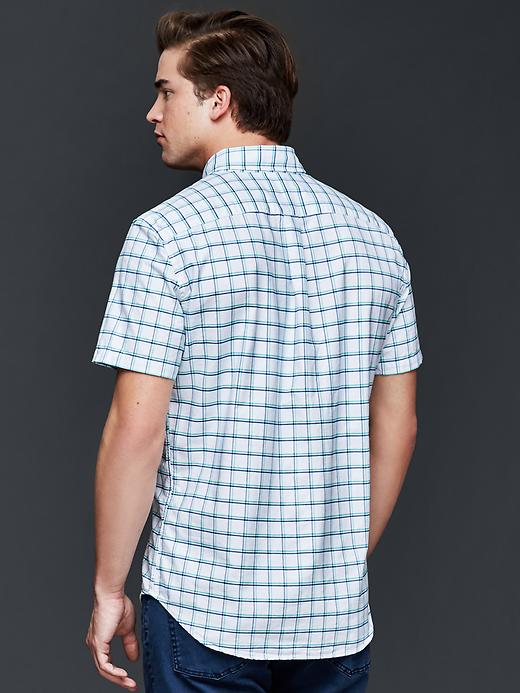 2 of 8 showing, with the color seaport turquoise of product Oxford windowpane short sleeve standard fit shirt