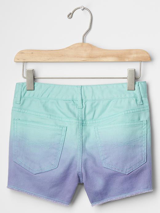 2 of 8 showing, with the color shore blue of product 1969 frayed dip dye shorty short