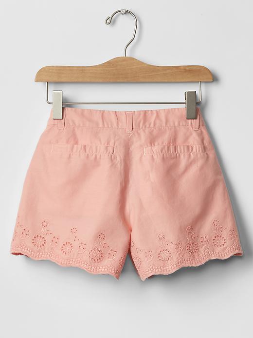 2 of 8 showing, with the color creamy coral of product Eyelet border shorty short